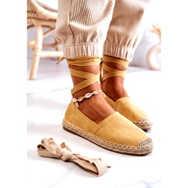 FB1 Vázané žluté Ismanne Suede Espadrilky žluť 1