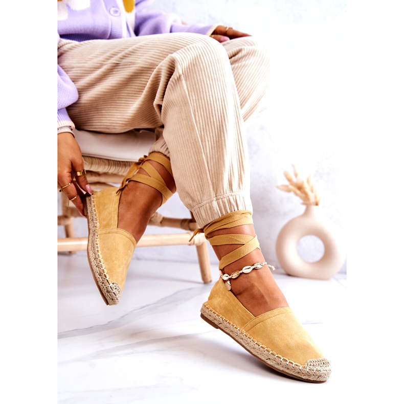 FB1 Vázané žluté Ismanne Suede Espadrilky žluť 4