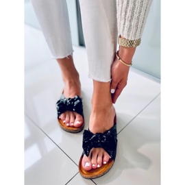 Korkové pantofle s mašlí Amur Black černá 1