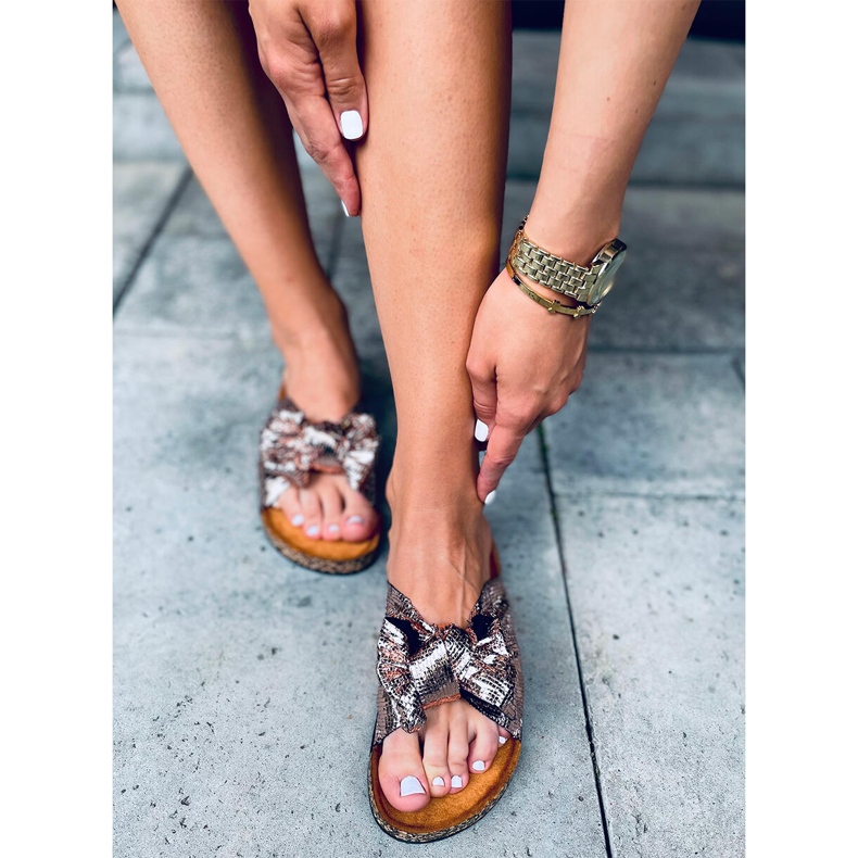 Korkové pantofle s mašlí Amur Champagne růžový 1