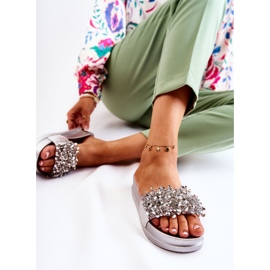 PG1 Dámské pantofle na platformě se stříbrnými ozdobami Almina 2