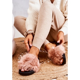 PM1 Pantofle S Kožešinou, Guma Dirty Pink Pollie růžový 4