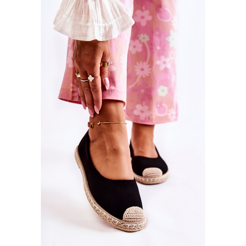 Klasické semišové dámské espadrilky Black Calabria černá 1