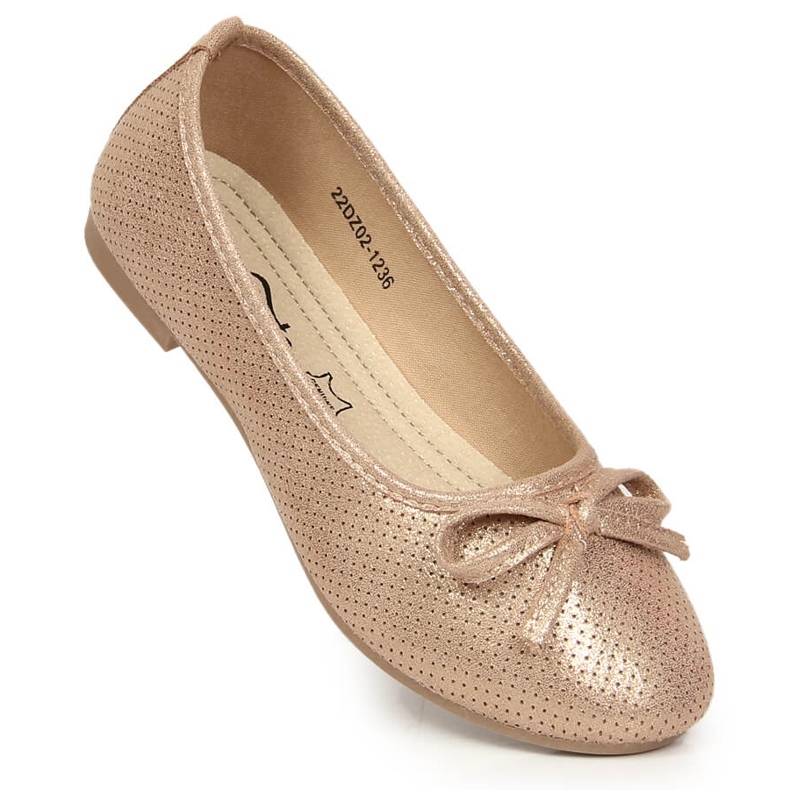 Dívčí baleríny s mašlí růžové eVento zlatý 1 Dívčí baleríny s mašlí růžové eVento zlatý 1