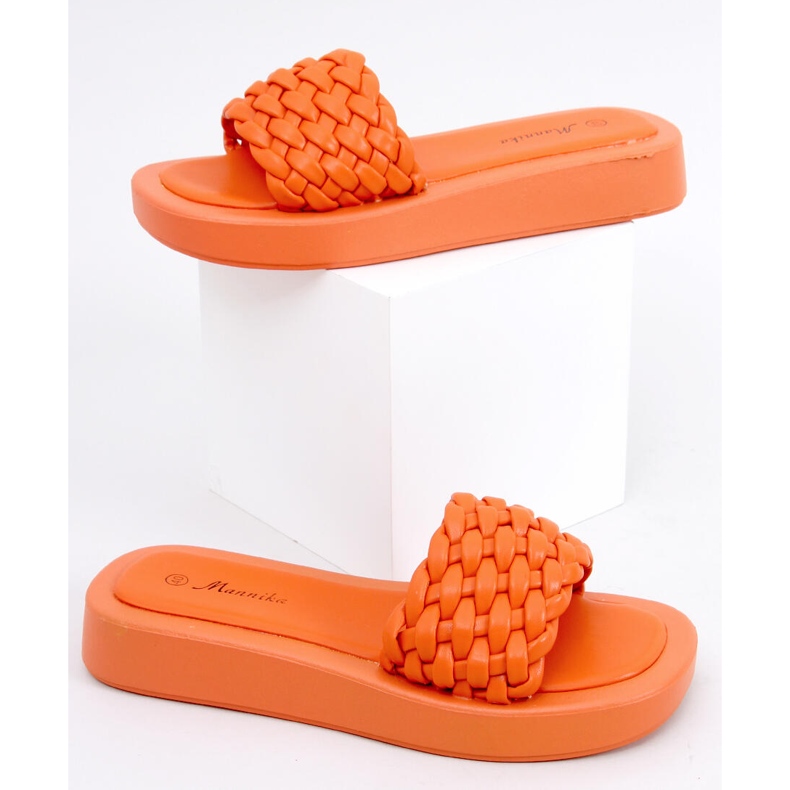 BM Pantofle s vysokou podrážkou se zapletenými pruhy Elida Orange pomerančový 1