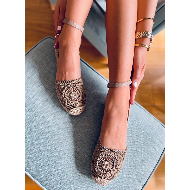 Jasmine Khaki prolamované espadrilky béžový 2