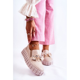 PA2 Dámské kožené nazouvací tenisky s béžovým zdobením Mirana 1