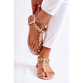 PG2 Dámské sandály žabky s ozdobným páskem béžové denní světlo béžový 1