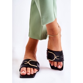 PG2 Dámské klasické kožené pantofle s černým zdobením Shilla černá 1