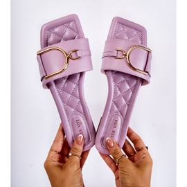 Dámské klasické kožené pantofle s fialovým zdobením Shilla 2 Dámské klasické kožené pantofle s fialovým zdobením Shilla 2