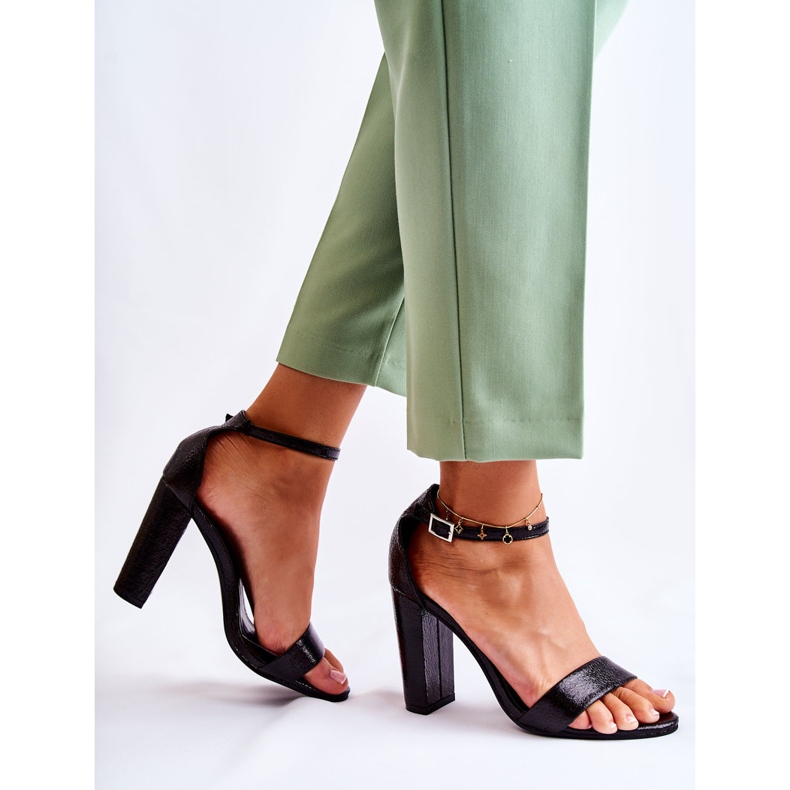Klasické Kožené Sandály Na Bar černé Sallen černá 2