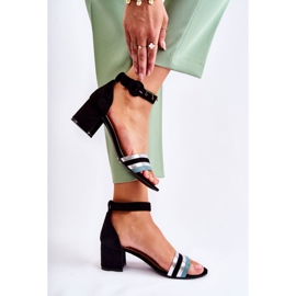 PG1 Módní semišové sandály na nízkém podpatku černá Nallia modrý stříbrný 2 PG1 Módní semišové sandály na nízkém podpatku černá Nallia modrý stříbrný 2