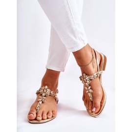 WS1 Dámské sandály žabky s kubickými zirkony Golden Solea zlatý 2