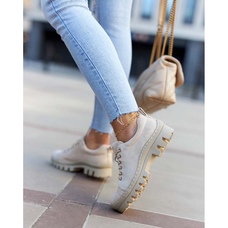 S.Barski Dámské semišové šněrovací boty, béžová béžový 2