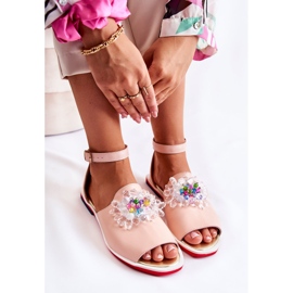 PA2 Dámské kožené sandály se zářivě růžovým zdobením Nevassa 6