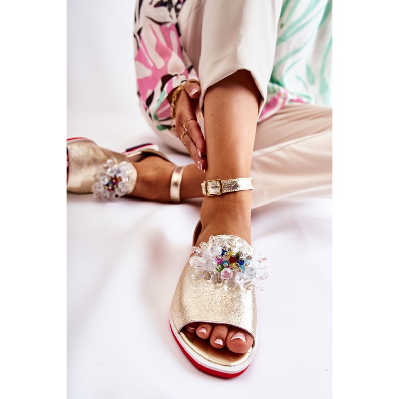 PA2 Dámské kožené sandály se zlatým zdobením Nevassa 1