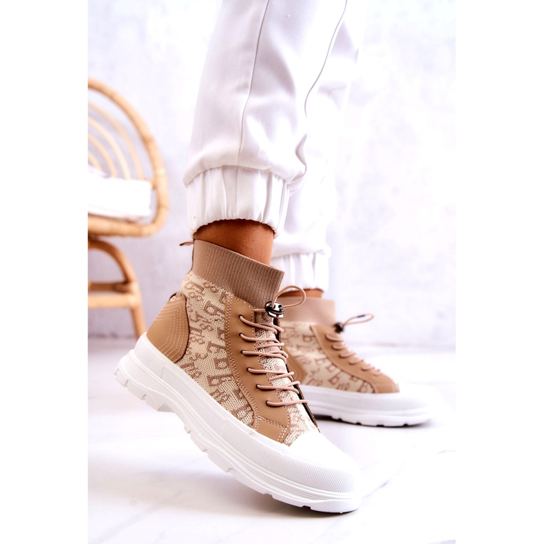 FW1 Módní tenisky High Sock Beige Collin béžový 2