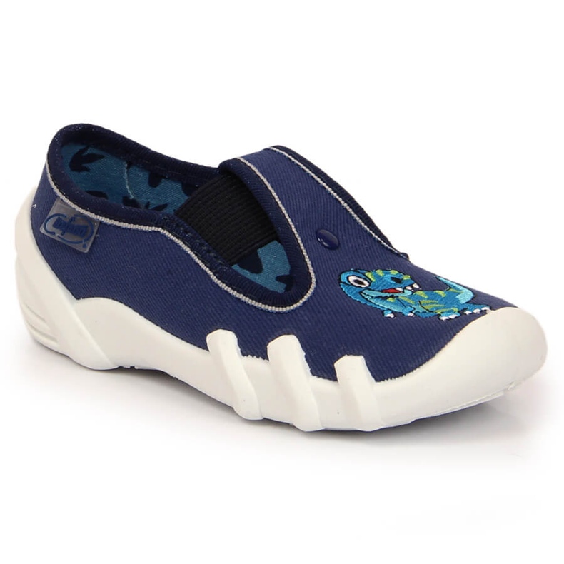 Chlapecké pantofle s gumičkou s dinosauřím slipem na tmavě modrém Befado námořnická modrá 2