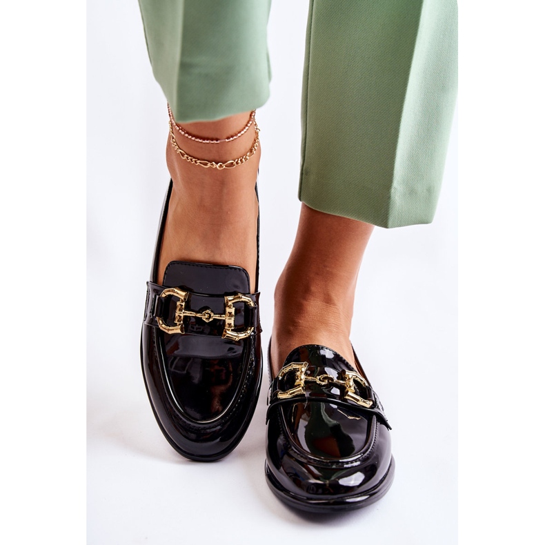 WS1 Dámské lakované černé mokasíny Coriso černá 1