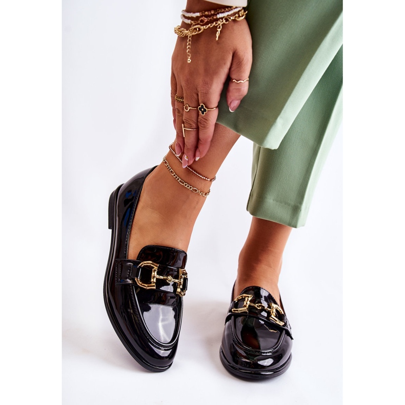 WS1 Dámské lakované černé mokasíny Coriso černá 2