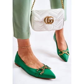 WS1 Dámské Baleríny V Spitz Se Zeleným Carlos Dekorace zelená 2