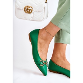 WS1 Dámské Baleríny V Spitz Se Zeleným Carlos Dekorace zelená 1