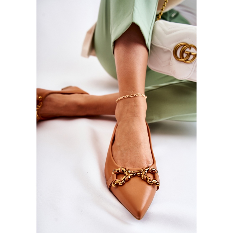 WS1 Dámské Baleríny V Spitz S Camel Carlos Dekorace hnědý 1