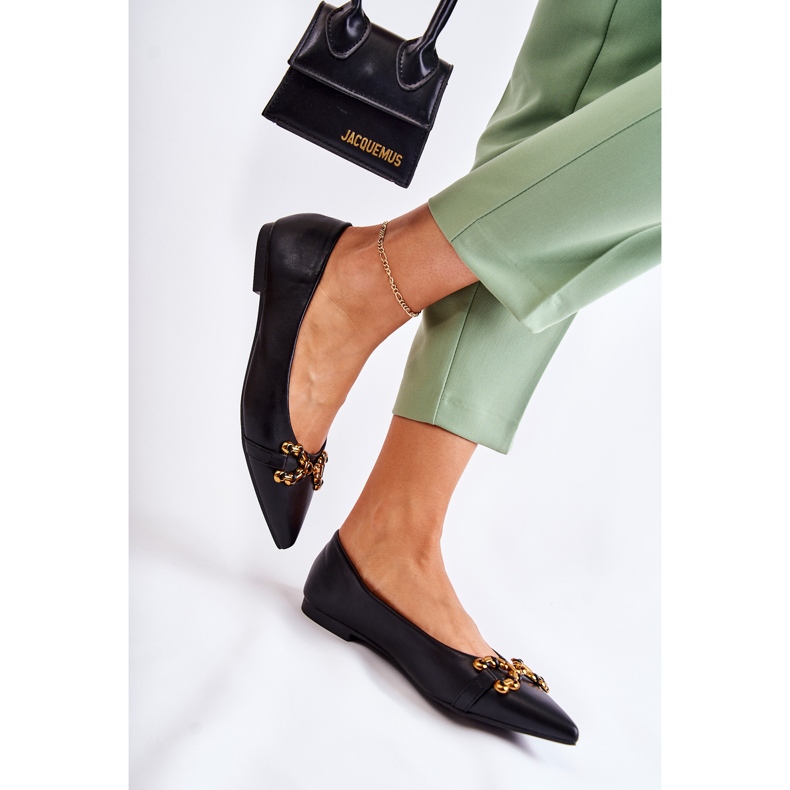 WS1 Dámské Baleríny ve špici S černým Carlos Ornamentem černá 2