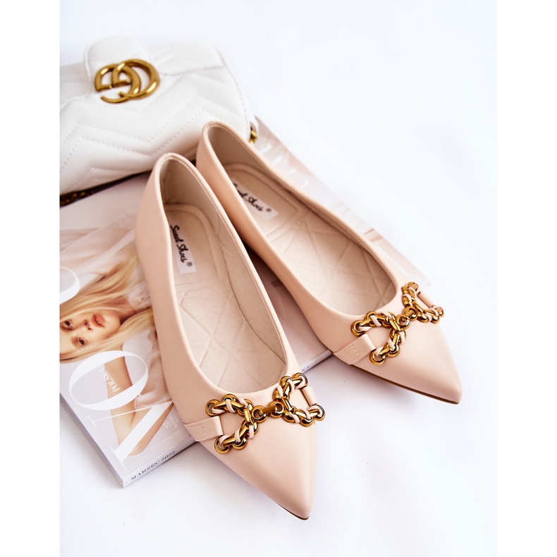 WS1 Dámské Baleríny V Spitz S Béžovým Ornamentem Carlos 1