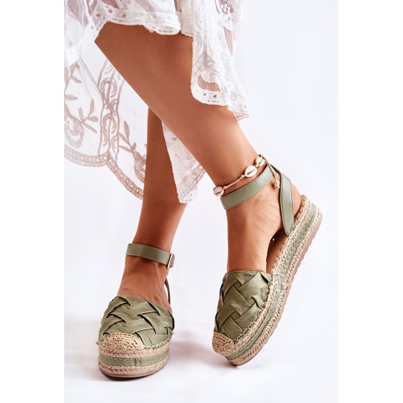 WS1 Dámské espadrilky sandály na zelené platformě Susane zelený 2