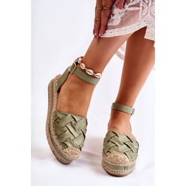 WS1 Dámské espadrilky sandály na zelené platformě Susane zelený 1