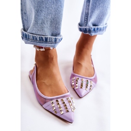 Dámské baleríny s cvočky Violet Kinley fialový 2 Dámské baleríny s cvočky Violet Kinley fialový 2