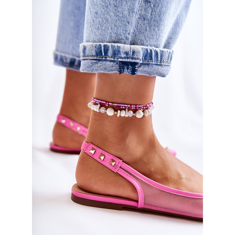 WS1 Dámské baleríny s cvočky Pink Kinley růžový 2