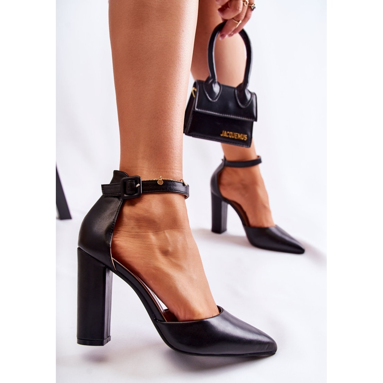 WS1 Kožené Lodičky Na Vysokém Podpatku černá Salira 2