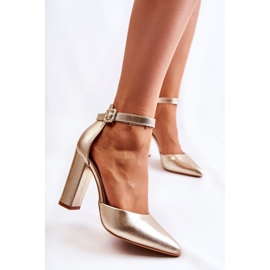 WS1 Kožené Lodičky Na Vysokém Zlatém Sloupu Salira zlatý 1