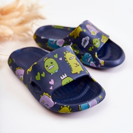 WJ1 Lehké dětské pantofle Dinosauři Astro Navy Blue námořnická modř 1