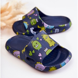 WJ1 Lehké dětské pantofle Dinosauři Astro Navy Blue námořnická modř 2