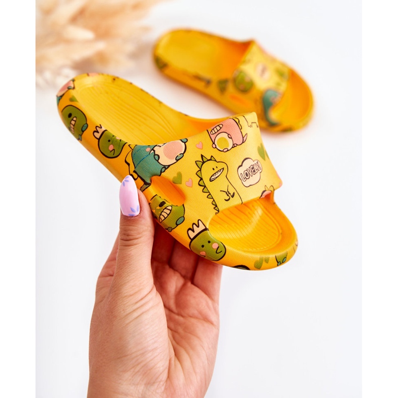 WJ1 Lehké dětské pantofle Dinosauři Orange Astro oranžový 1