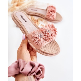 WJ1 Dámské pantofle s látkovými květy růžová Susana růžový 1