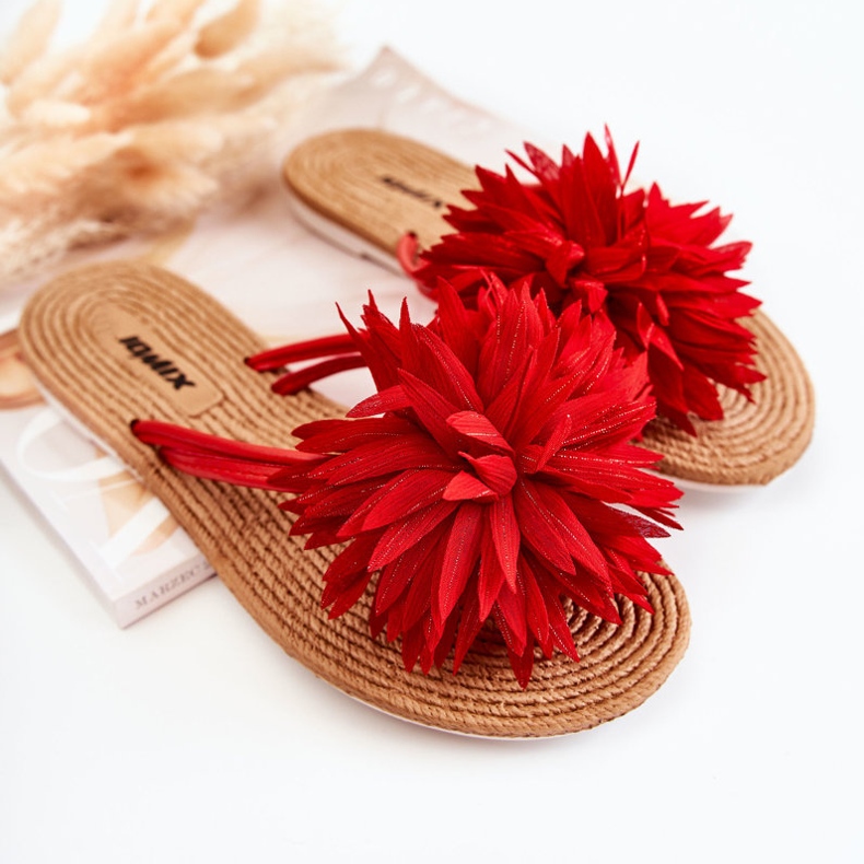 Dámské žabky s látkovým zdobením Eviana červená červené 1