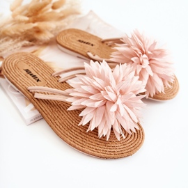 WJ1 Dámské žabky s látkovým ornamentem Světle růžová Eviana růžový 1