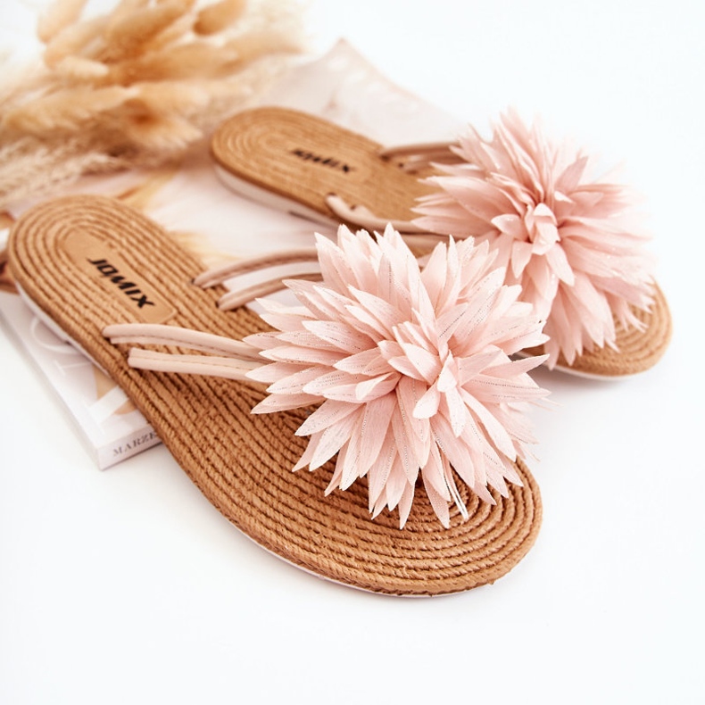 WJ1 Dámské žabky s látkovým ornamentem Světle růžová Eviana růžový 1