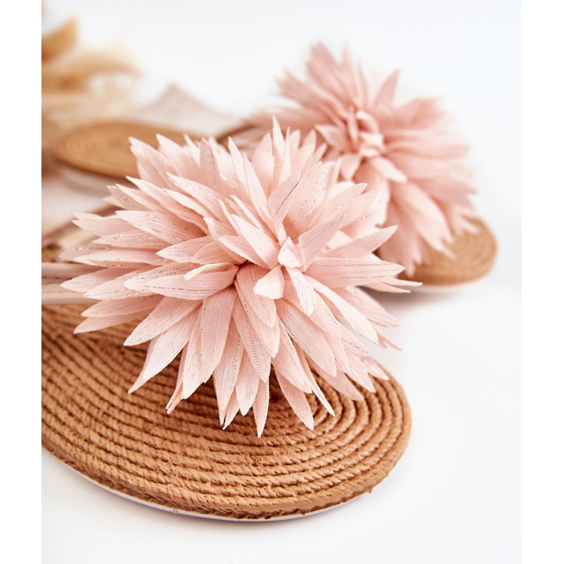 WJ1 Dámské žabky s látkovým ornamentem Světle růžová Eviana růžový 2