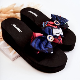 WJ1 Dámské černé pantofle Silana Foam Wedge černý vícebarevný 2