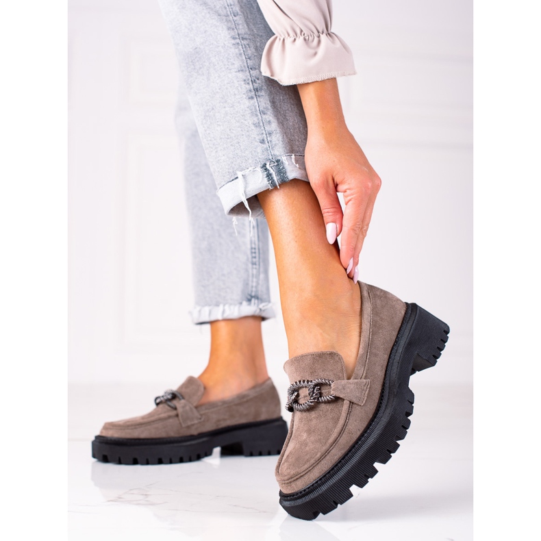 SHELOVET Mokasíny na platformě hnědý 1