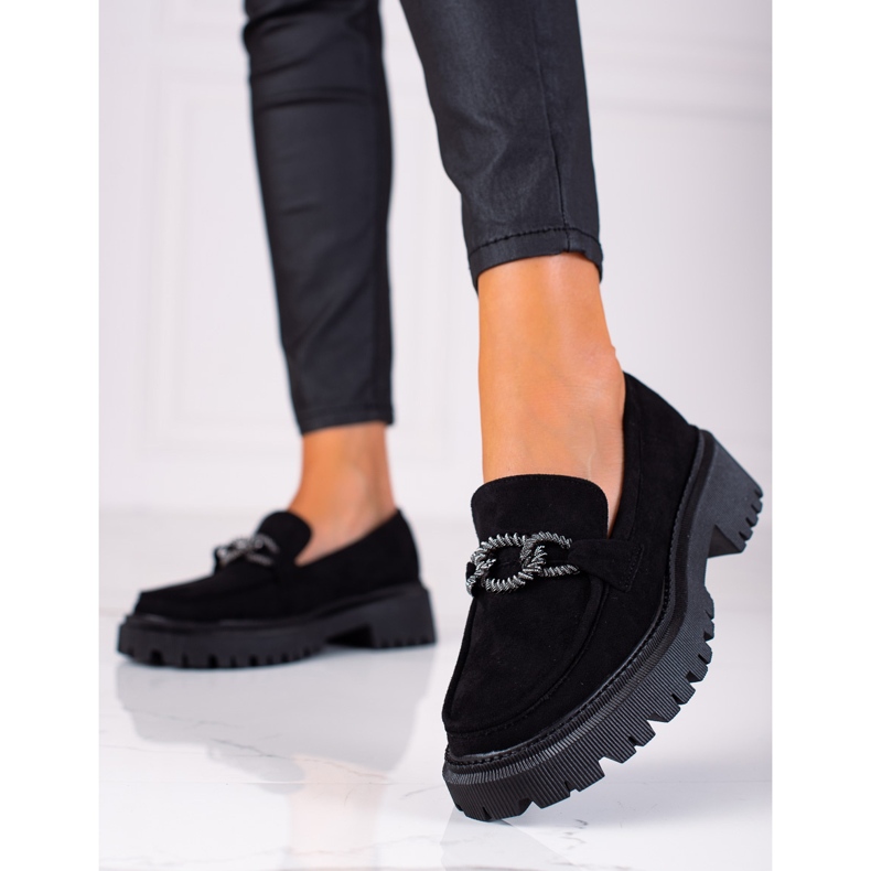 SHELOVET Mokasíny na platformě černá 1