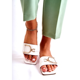 PG2 Dámské klasické kožené pantofle s bílým zdobením Shilla 1