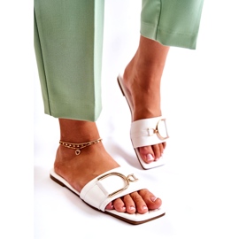 PG2 Dámské klasické kožené pantofle s bílým zdobením Shilla 2