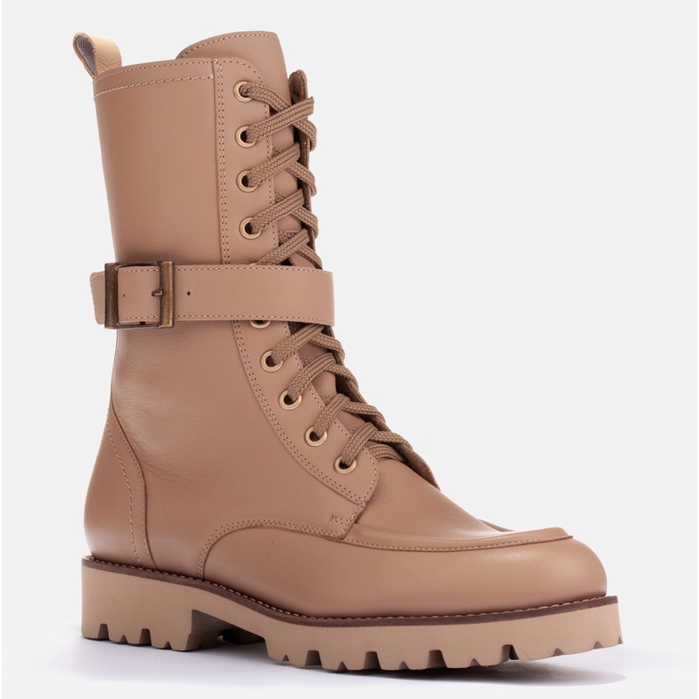 Marco Shoes Celozrnné kožené boty béžový 1