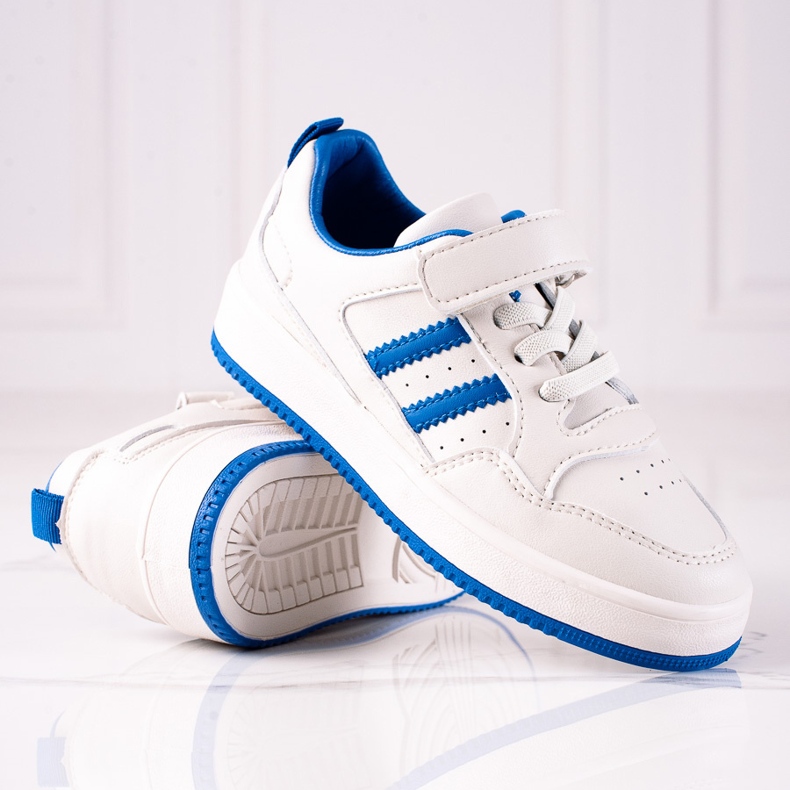 Dětské tenisky Shelovet z ekologické kůže v bílé a modré barvě bílý 1